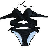 Роздільний Купальник жіночий із зав'язкою, розмір XL (чорний), фото 3