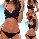 Роздільний Купальник жіночий із зав'язкою, розмір XL (чорний), фото 4