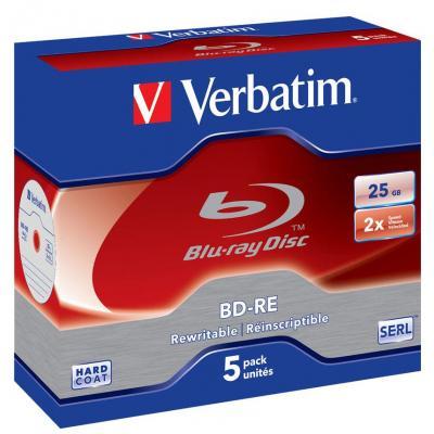 Диск BD Verbatim BD-RE 25Gb 2x Jewel 5шт Hard Coat (43615), фото 1