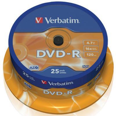 Диск DVD Verbatim 4.7Gb 16X CakeBox 25шт (43522), фото 1