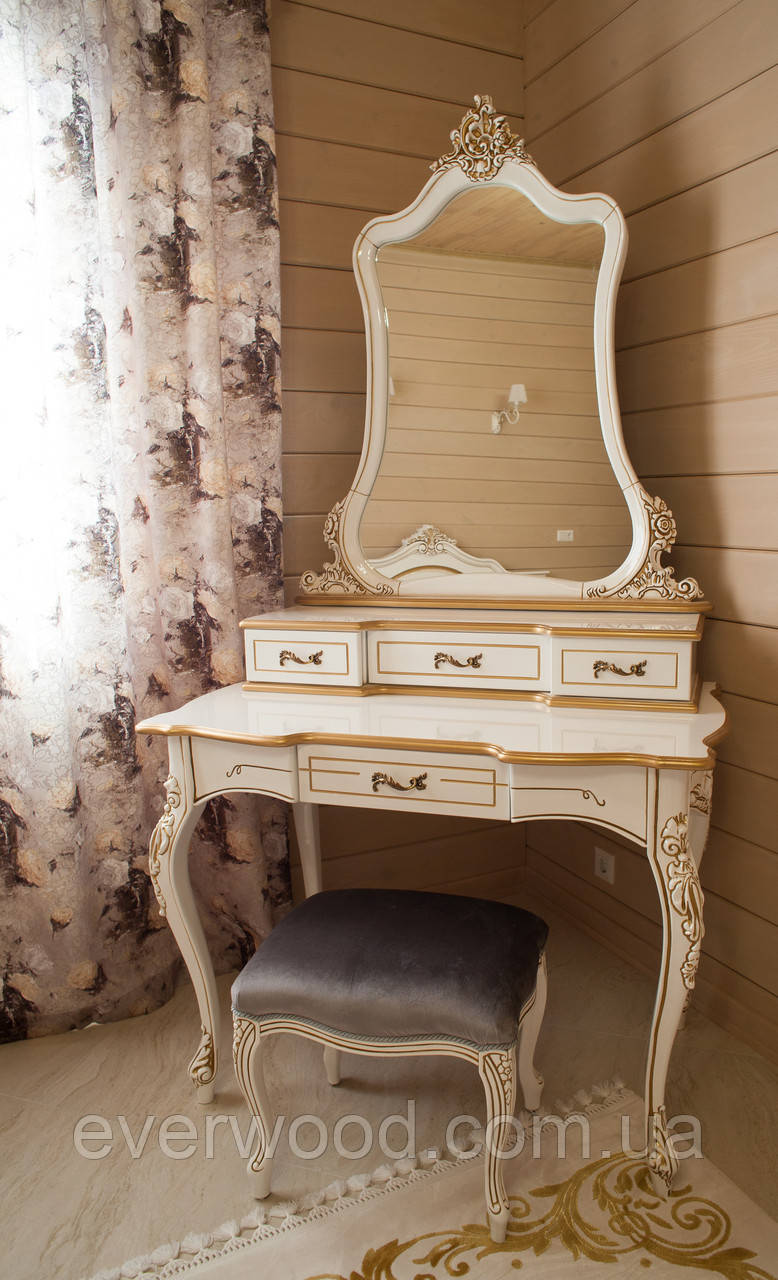 Консольний туалетний столик у стилі Бароко від фабрики "Кур'єр" під замовлення, будуарний, з дзеркалом,