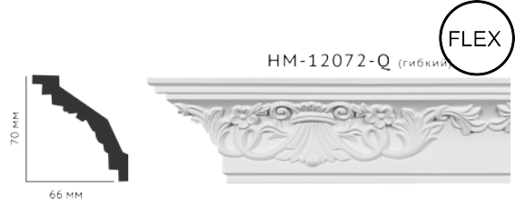 Карниз стельовий з орнаментом Classic Home New HM-12072Q ліпний декор з поліуретану,