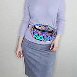 Жіноча поясна сумка бананка. Сумка на пояс. Модна маленька жіноча сумка хамелеон Bao Bao Issey Miyake, фото 3