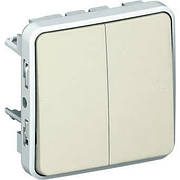 Прохідний вимикач 2-клавішний IP55 білий 69625 Legrand Plexo