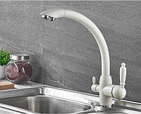 Змішувач для кухні з підключенням до фільтру Lamber 5678W Молочний матовий