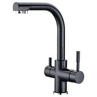 Змішувач для кухні з підключенням до фільтру Lamber 18877B Чорний матовий