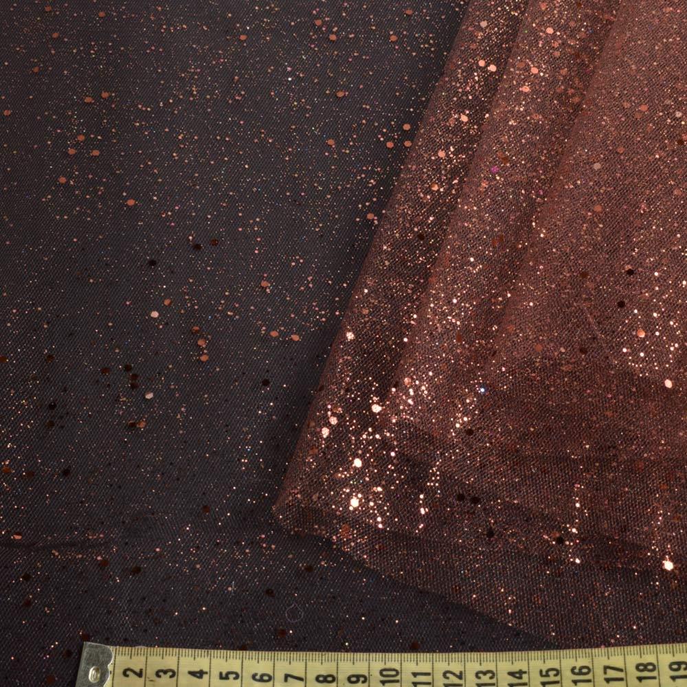 Фатин жорсткий з блискітками коричневий ш.165