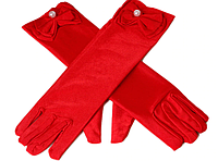 . Рукавички дитячі атласні, Червоні рукавички для дівчинки, рукавички на випуск.На 4-7 років. 29 см