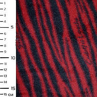 Флис красный темный с черным принтом зебра ш.166 (15014.009)