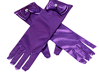 Дитячі святкові рукавички, атласні рукавички для дівчинки. Фіолетові рукавиці. На 4-8 років. 29 см