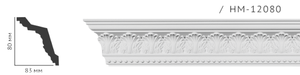 Карниз стельовий з орнаментом Classic Home New HM-12080 ліпний декор з поліуретану,