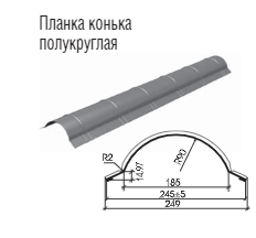 Планка ковзана напівкругла.0.5 мм. РЕ 25 мк - Термастил.