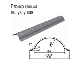 Конек напівкруглий Італія МАТ 0,47 мм RAL 3005 Термастил, фото 1