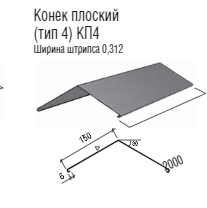 Конек для металочерепиці фігурний КП-3 — 0,47 мм Італія RAL 3005 matt "Термастил", фото 3