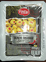Оливки зелені фаршировані перцем 400 г Fimtad (Туреччина)