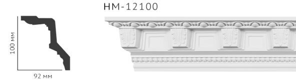 Карниз стельовий з орнаментом Classic Home New HM-12100 ліпний декор з поліуретану,