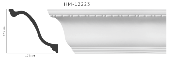 Карниз стельовий з орнаментом Classic Home New HM-12223 ліпний декор з поліуретану,