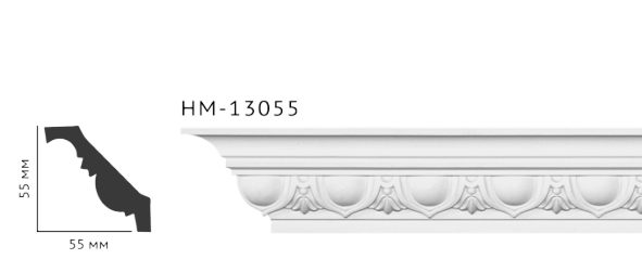 Карниз стельовий з орнаментом Classic Home New HM-13055 ліпний декор з поліуретану,