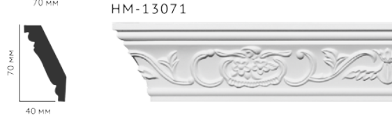 Карниз стельовий з орнаментом Classic Home New HM-13071 ліпний декор з поліуретану,
