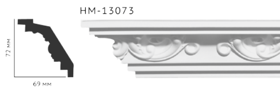Карниз стельовий з орнаментом Classic Home New HM-13073 ліпний декор з поліуретану,