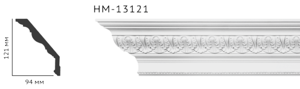 Карниз стельовий з орнаментом Classic Home New HM-13121 ліпний декор з поліуретану,