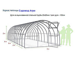 Теплиця Оскар Садівник Агро 18м2 (300х600х200см) Каркас Під Стільниковий Полікарбонат