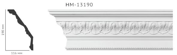 Карниз стельовий з орнаментом Classic Home New HM-13190 ліпний декор з поліуретану,