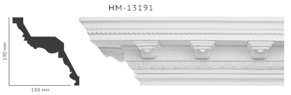 Карниз стельовий з орнаментом Classic Home New HM-13191 ліпний декор з поліуретану,