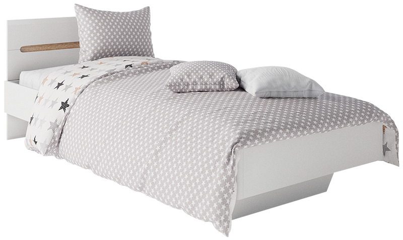 Ліжко Б'янко ДСП білий МДФ білий глянець 120х200 см (Світ Меблів TM)