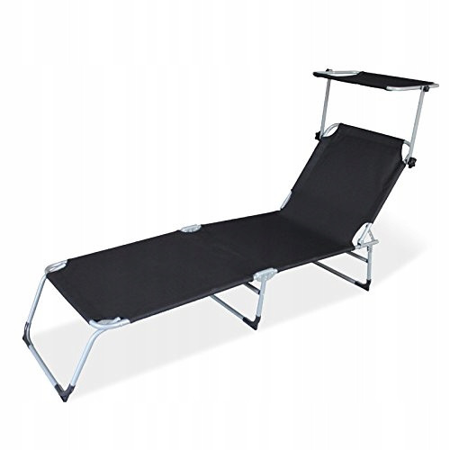 Шезлонг складаний з козирком FCB007 чорний (9013), фото 1