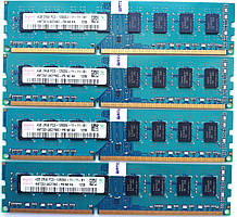 Комплект оперативної пам'яті Hynix DDR3 16Gb (4*4Gb) 1600MHz PC3 12800U 2R8 CL11 (HMT351U6CFR8C-PB N0 AA) БВ