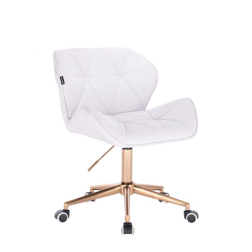 Перукарське крісло на пневматиці HR111K золота опора кожзам білий, фото 1