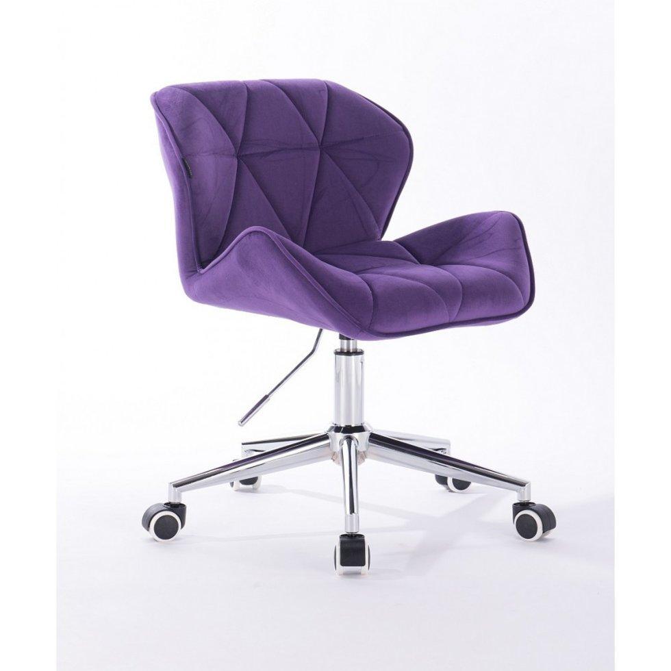 Перукарське крісло на пневматиці HR111K хром опора велюр бузковий, фото 1