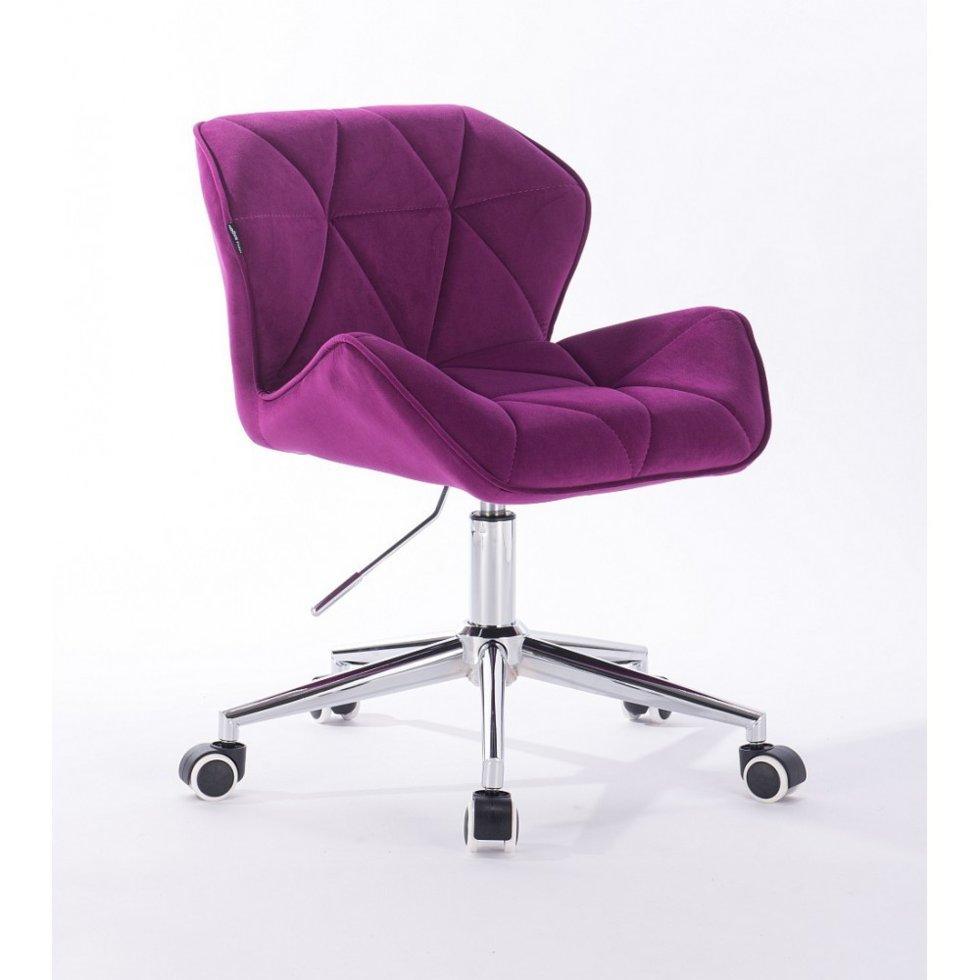 Перукарське крісло на пневматиці HR111K хром опора велюр фіолетовий
