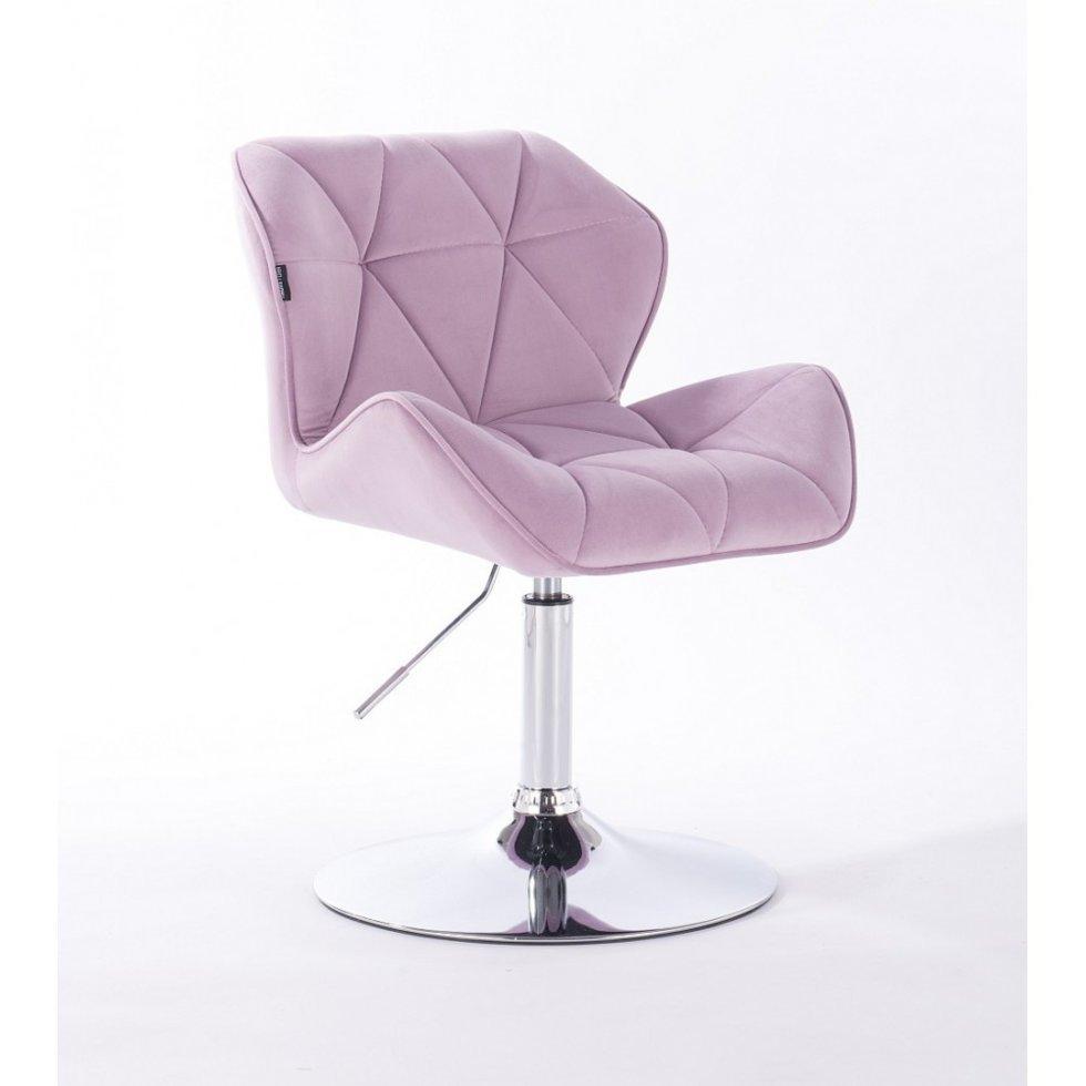 Перукарське крісло на пневматиці HR111N хром опора велюр лавандовий, фото 1