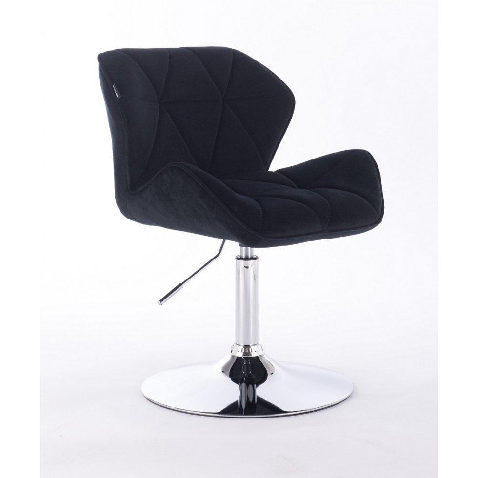 Перукарське крісло на пневматиці HR111N хром опора велюр чорний