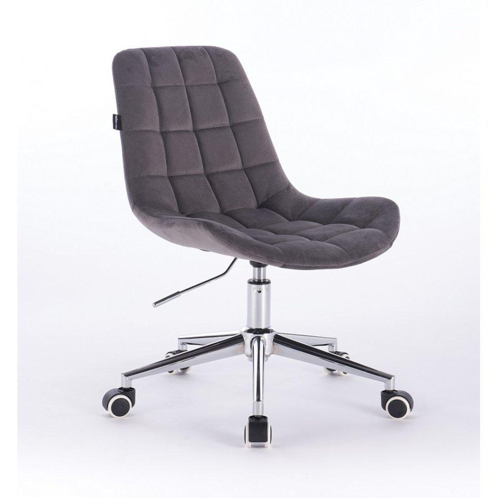 Перукарське крісло на пневматиці HR590K хром база велюр, графіт