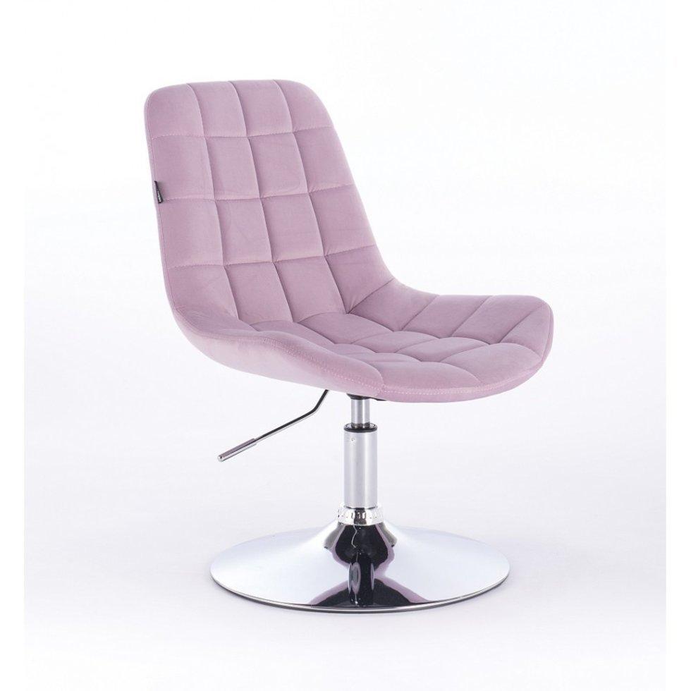 Перукарське крісло на пневматиці HR590N, хром база велюр, верестій, фото 1