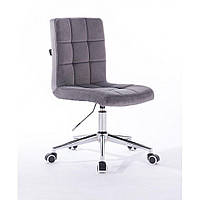 Перукарське крісло на пневматиці HR7009K хром підстава, графітовий