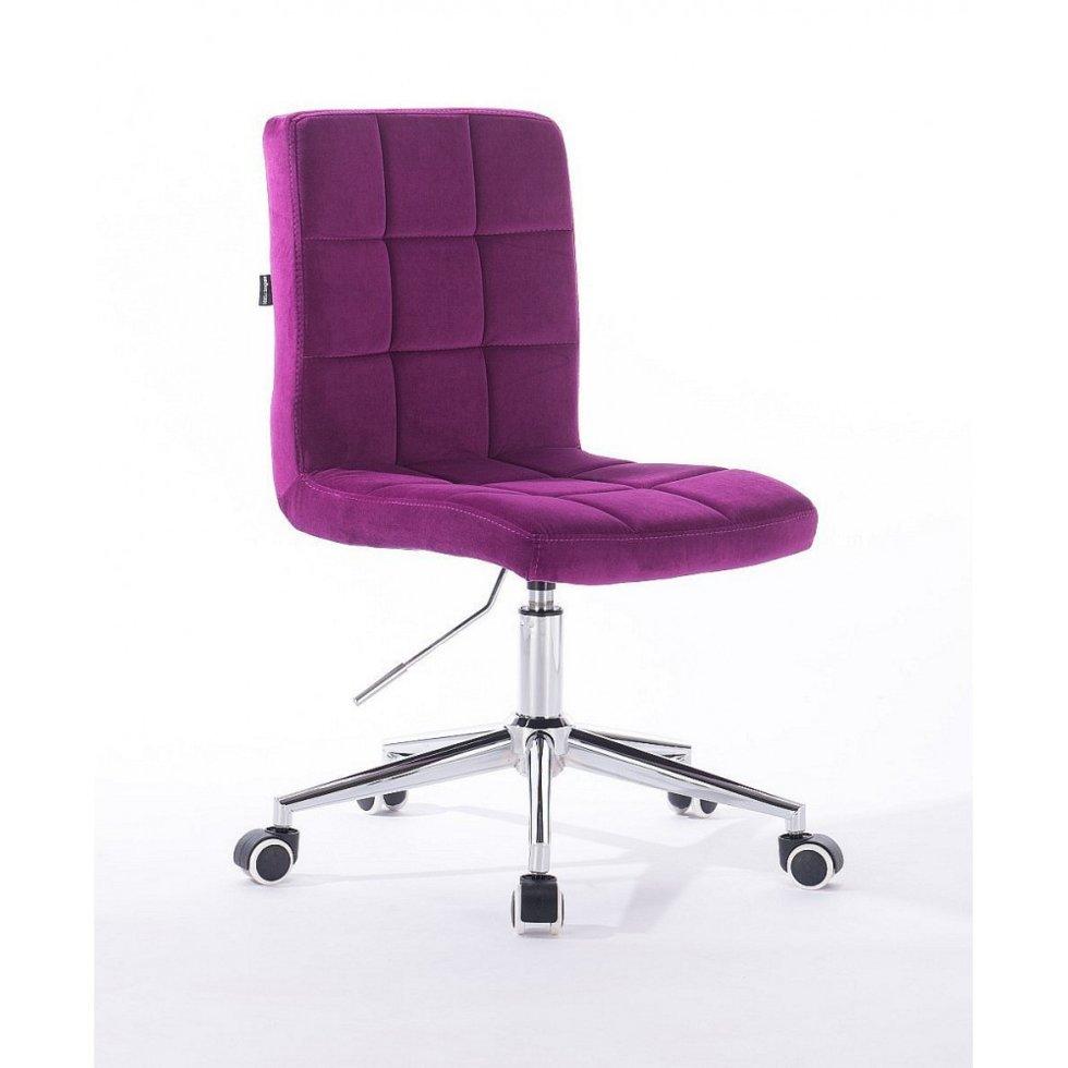 Перукарське крісло на пневматиці HR7009K хром підстава, фіолетовий