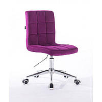 Перукарське крісло на пневматиці HR7009K хром підстава, фіолетовий