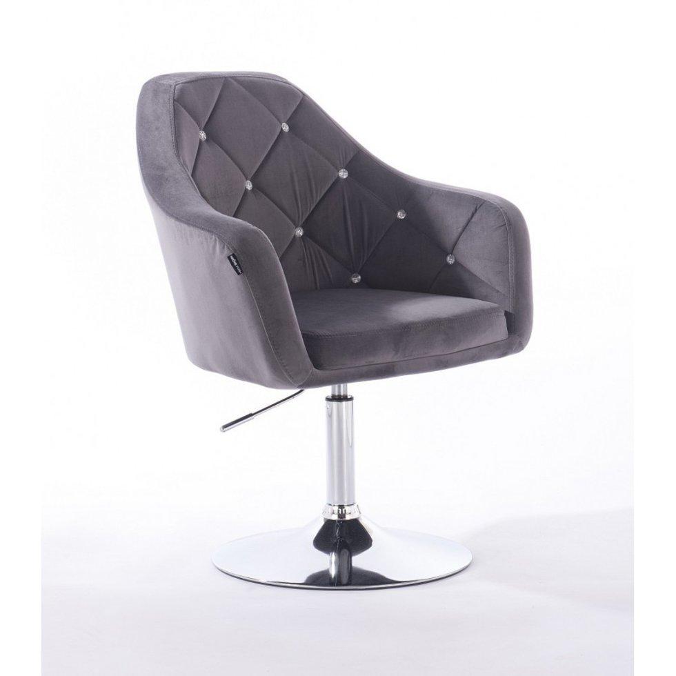 Перукарське крісло на пневматиці HR830 велюр графіт