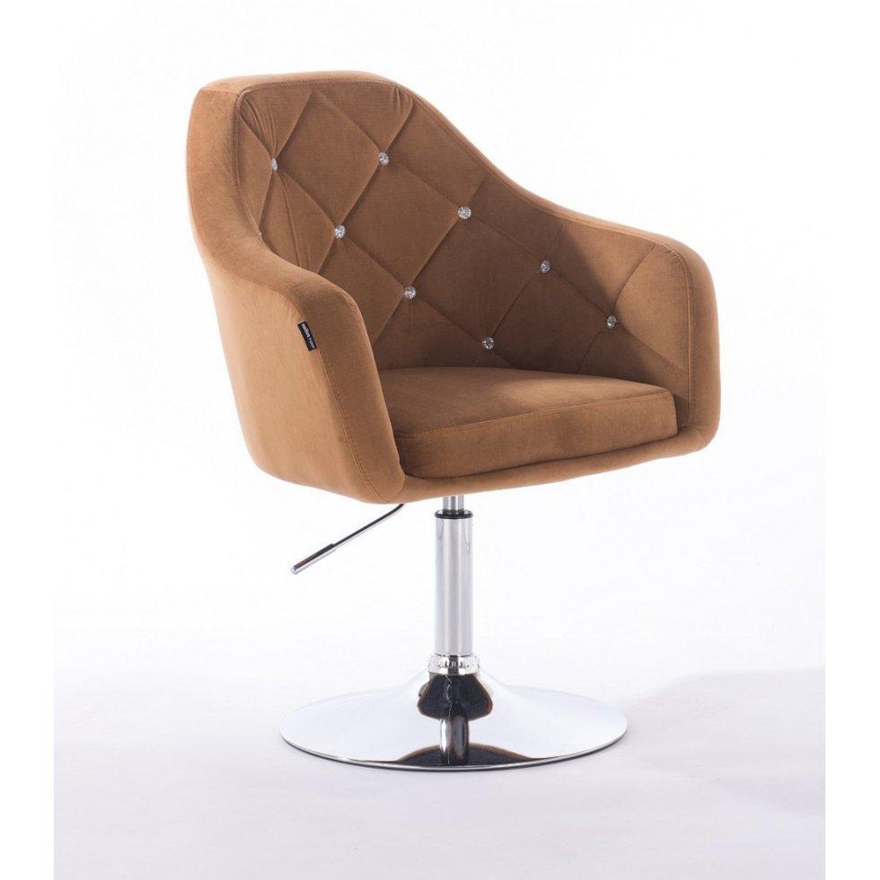 Перукарське крісло на пневматиці HR830 велюр мідний