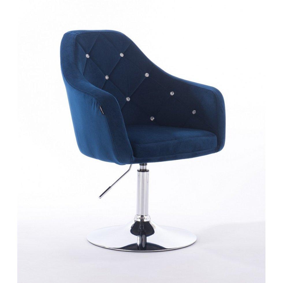Перукарське крісло на пневматиці HR830 синій велюр, фото 1