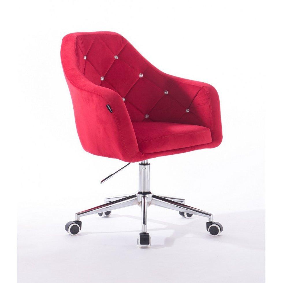 Перукарське крісло на пневматиці HR830K червоний велюр