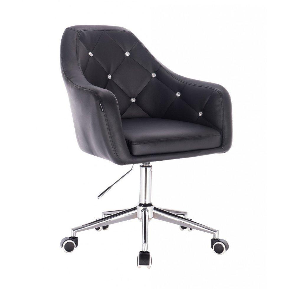 Перукарське крісло на пневматиці HR830K кожзам хромоване основа, чорний