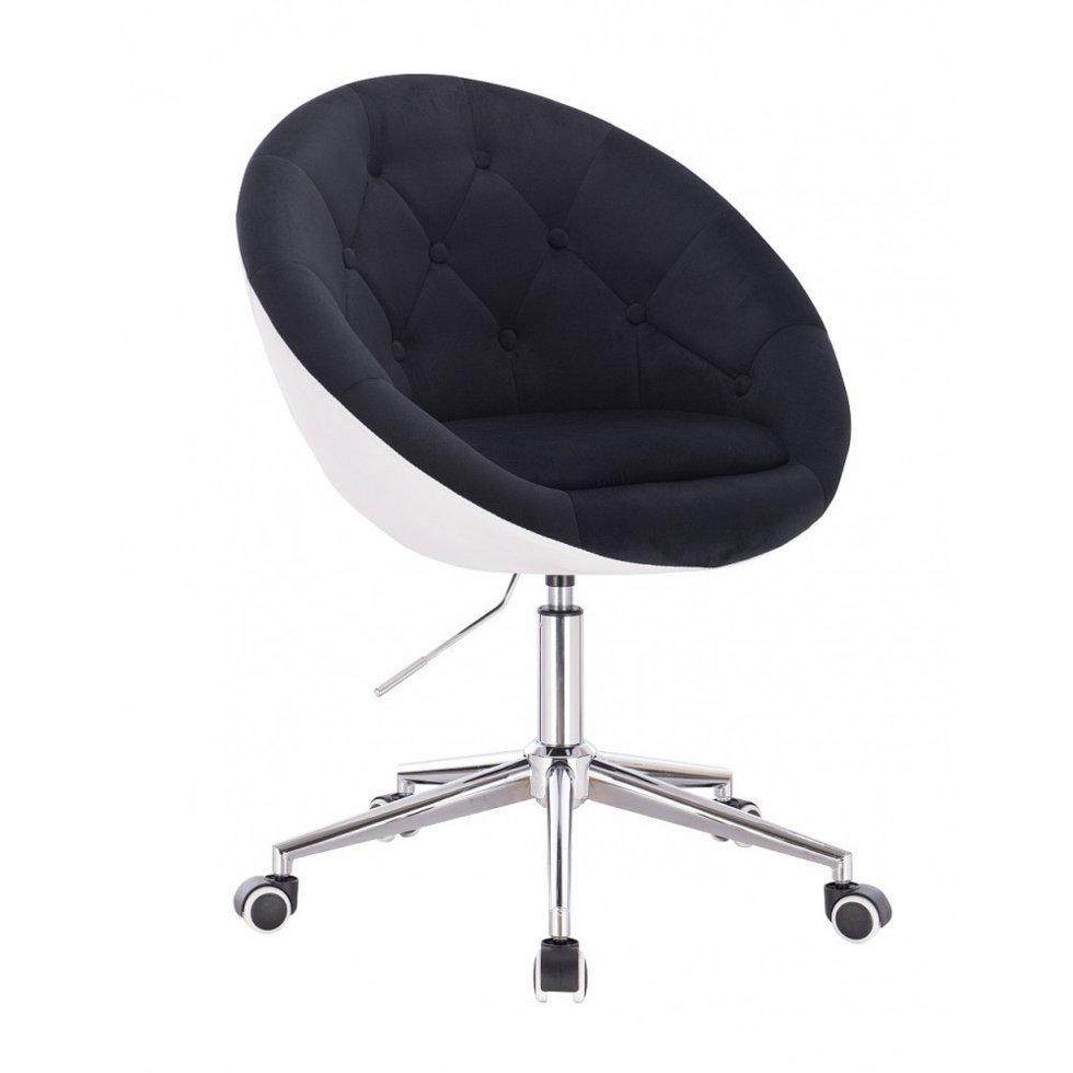 Перукарське крісло на пневматиці HR8516K велюр+кожзам чорний, фото 1