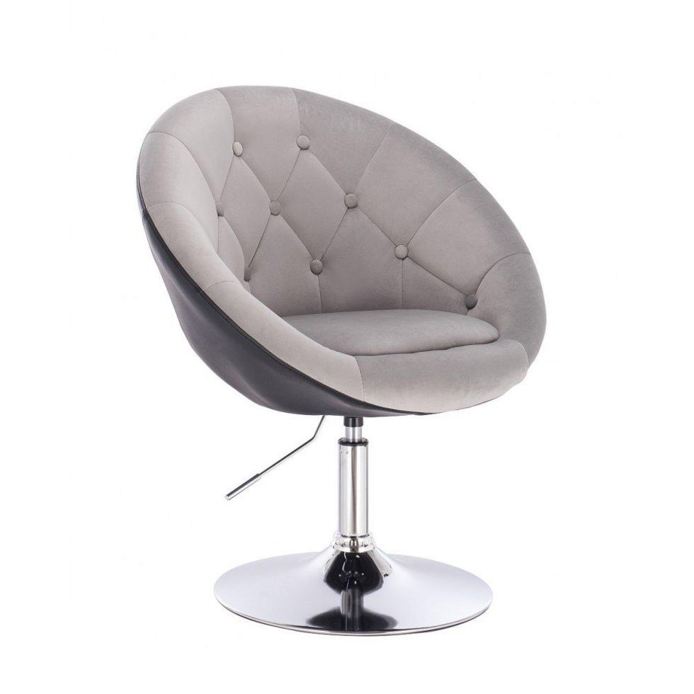 Перукарське крісло на пневматиці HR8516N велюр+кожзам сірий, фото 1