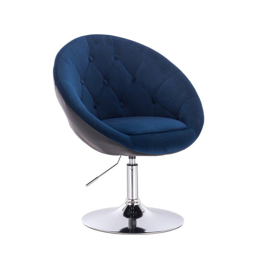 Перукарське крісло на пневматиці HR8516N велюр+кожзам синій