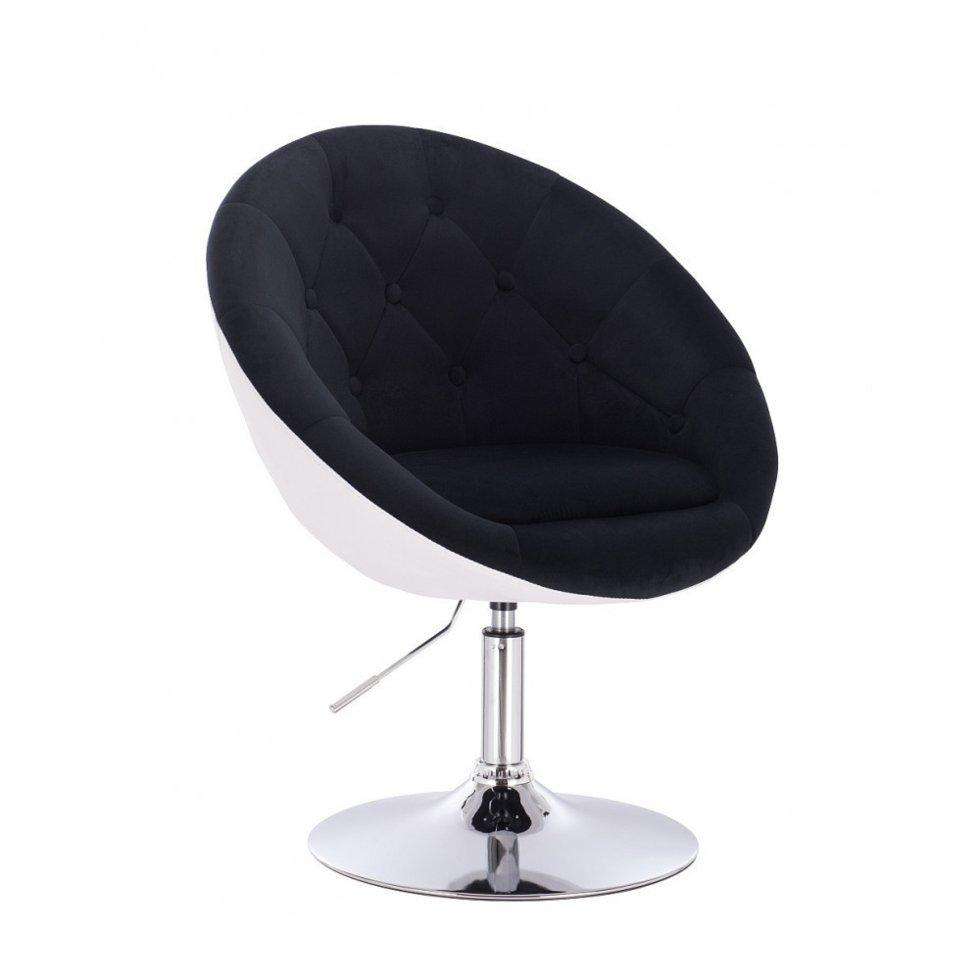 Перукарське крісло на пневматиці HR8516N велюр+кожзам чорний